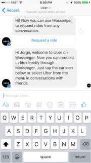 El bot de Uber para Facebook Messenger