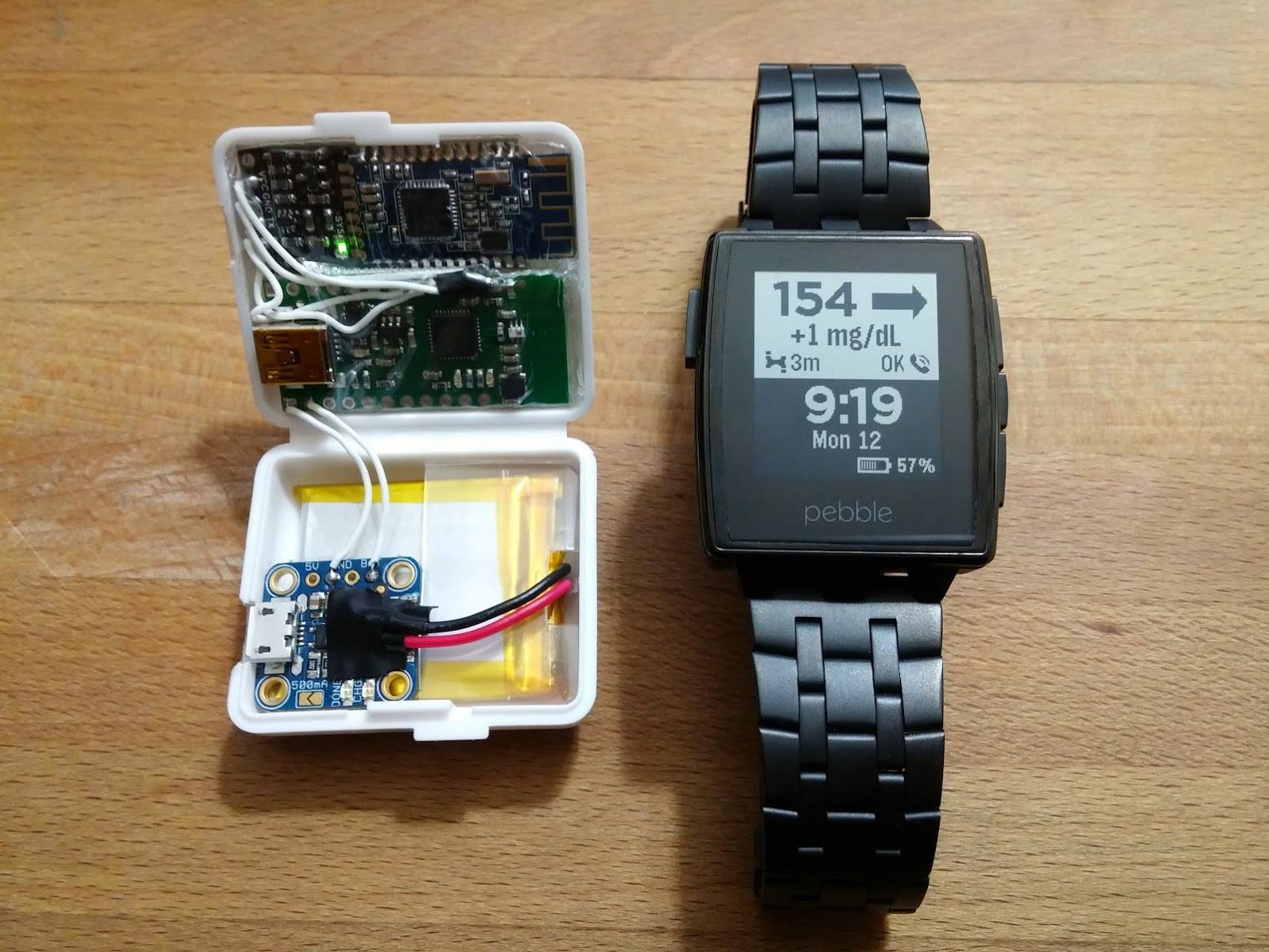 Nivel de glucosa en sangre en un reloj Pebble