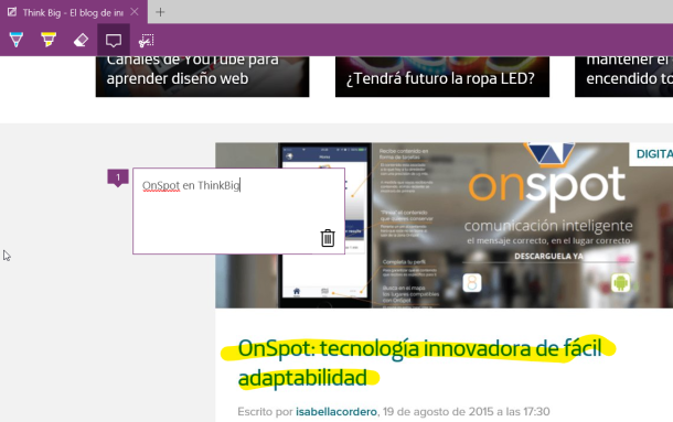 Anotaciones y resaltador en Edge