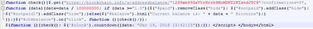 Figura 3. Código HTML de la validación del pago.