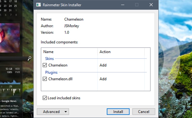 rainmeter skin installer tool