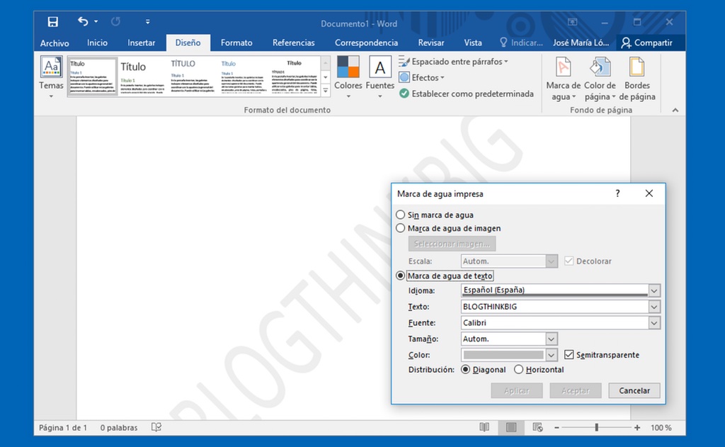 Word Marcas de agua personalizadas - Blogthinkbig.com