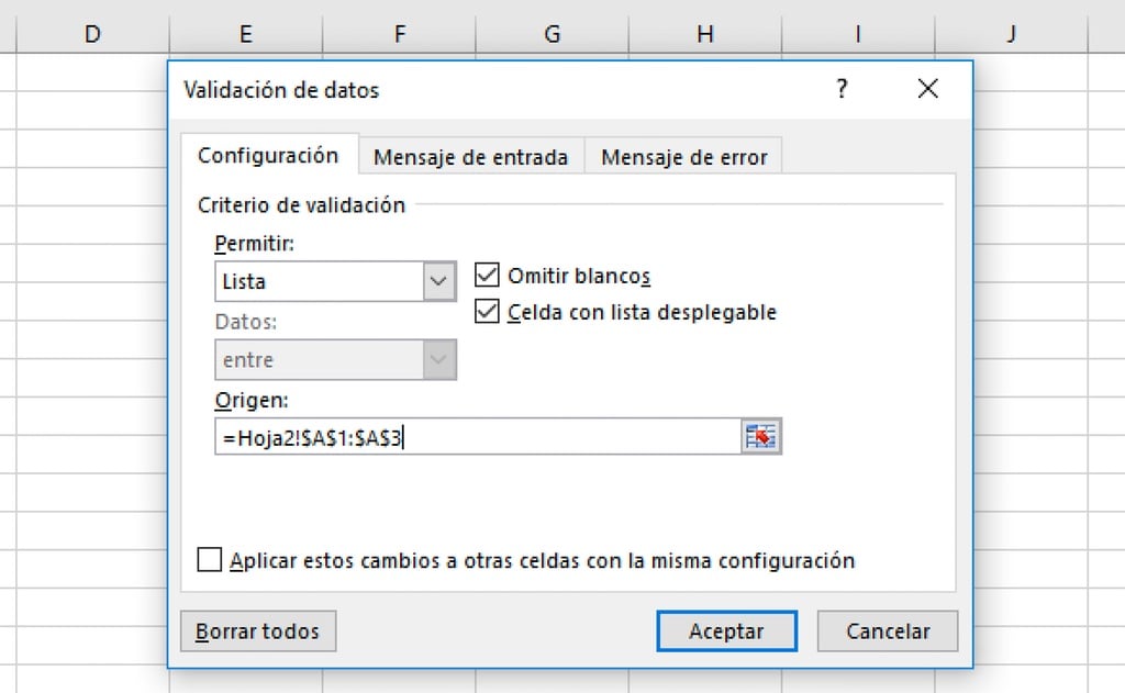 Excel para Mac crear lista desplegable