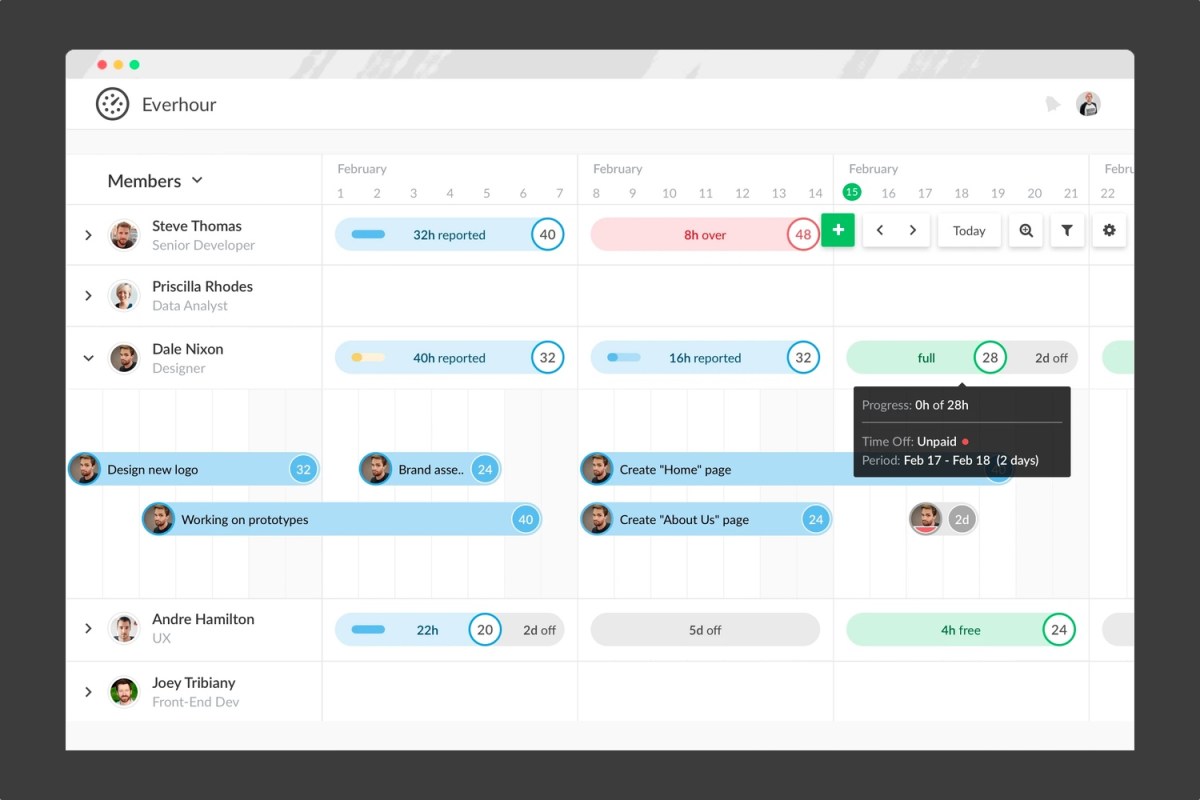 Everhour Calendar Window