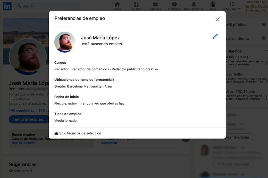 La función Busco empleo te ayudará a encontrar trabajo en LinkedIn