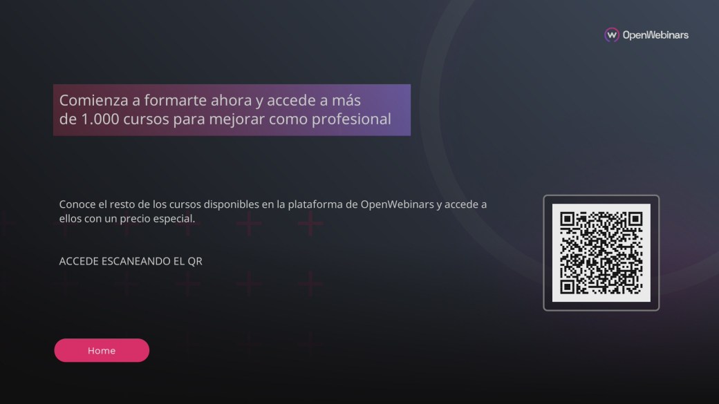 Pantalla de la Living App de OpenWebinars en Movistar Plus+