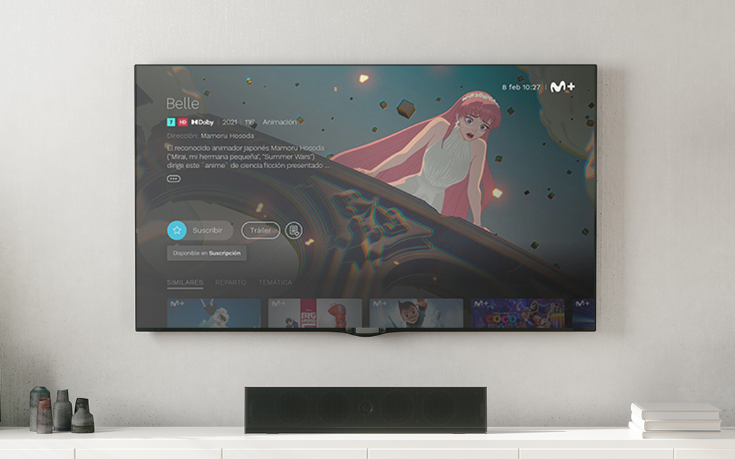 TV con el cartel de Belle en Movistar Plus+