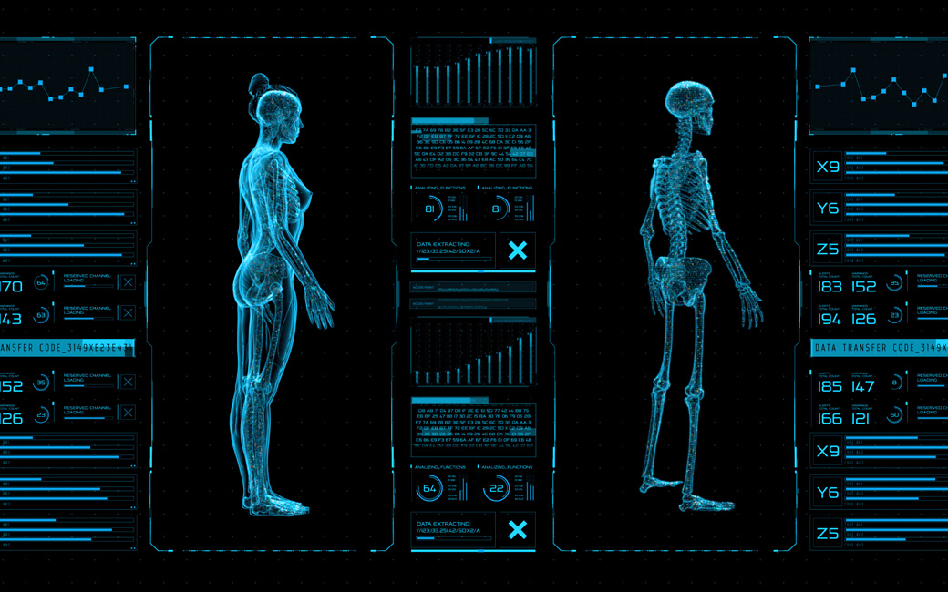 Radiografía de esqueleto de cuerpo humano.