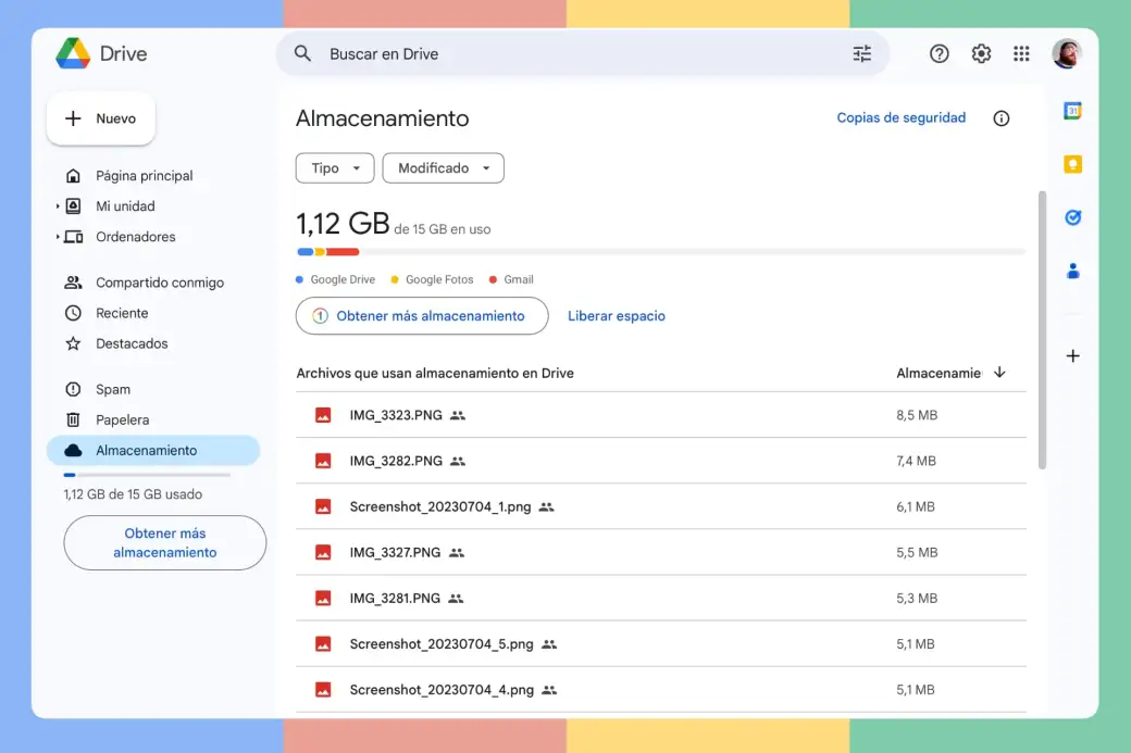 Liberar espacio en Google Drive