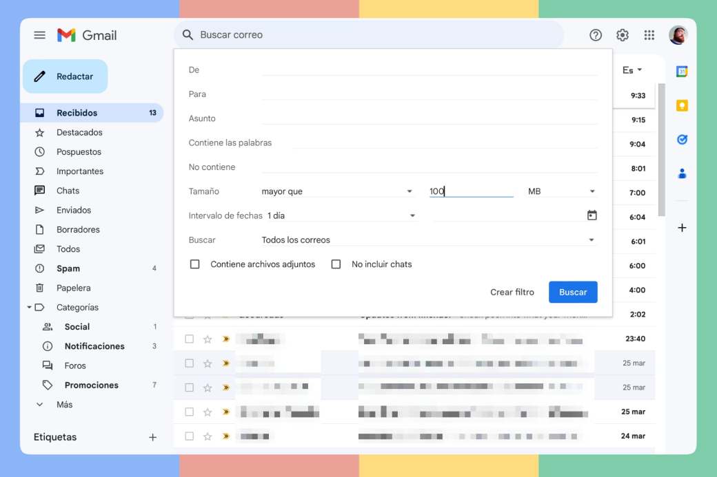 Liberar espacio en Google desde Gmail