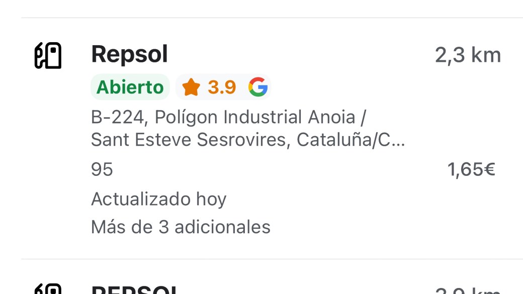 Precios gasolina en Waze.