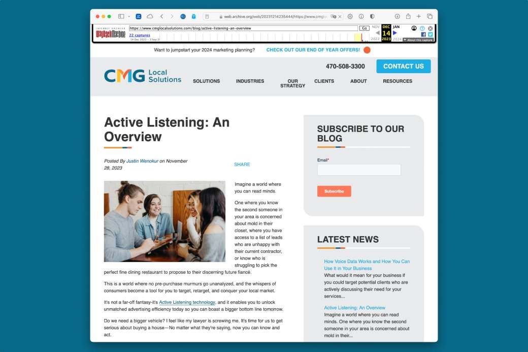 Cox Media Group presumía de la escucha activa en teléfonos móviles en su página web