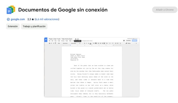 Google Docs sin conexión