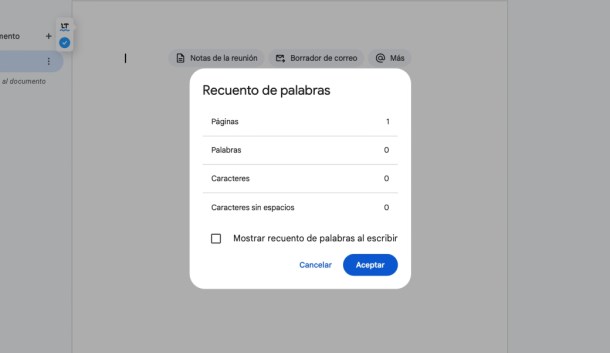 Truco Google Docs recuento palabras