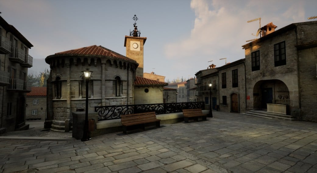 Zona del pueblo de Allariz en el vídeojuego