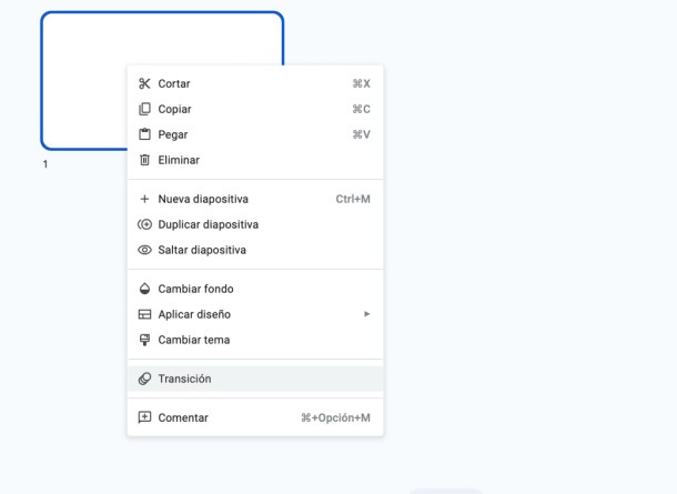 Google Slide trucos, transición