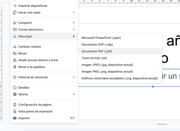 Convertir a PFD, Google Slides