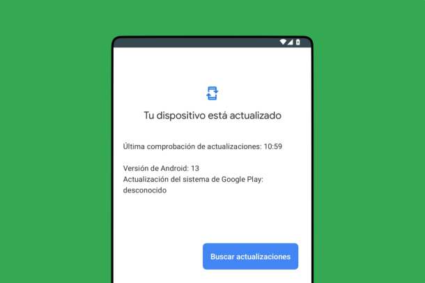 Menú para buscar actualizaciones de Android