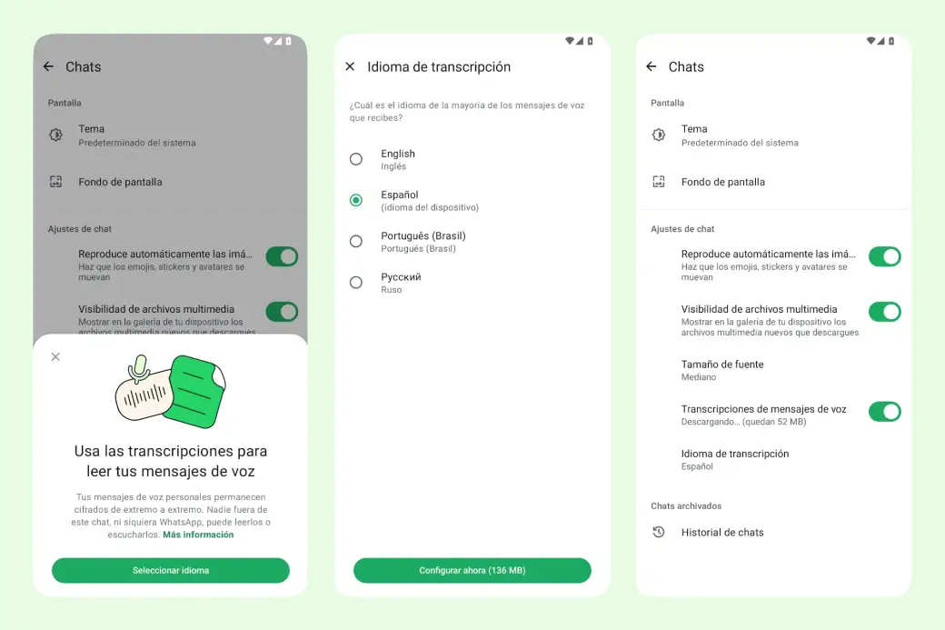 Transcribir mensajes de audio en WhatsApp