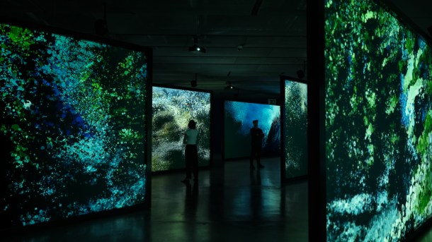 Pantallas Ecos del Océano exposición Fundación Telefónica
