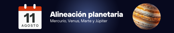 alineación de 4 planetas - Mercurio, Venus, Marte y Júpiter