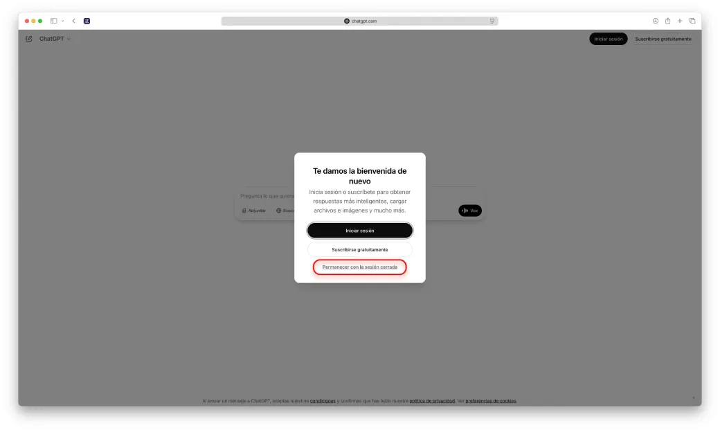 Usar ChatGPT sin registro