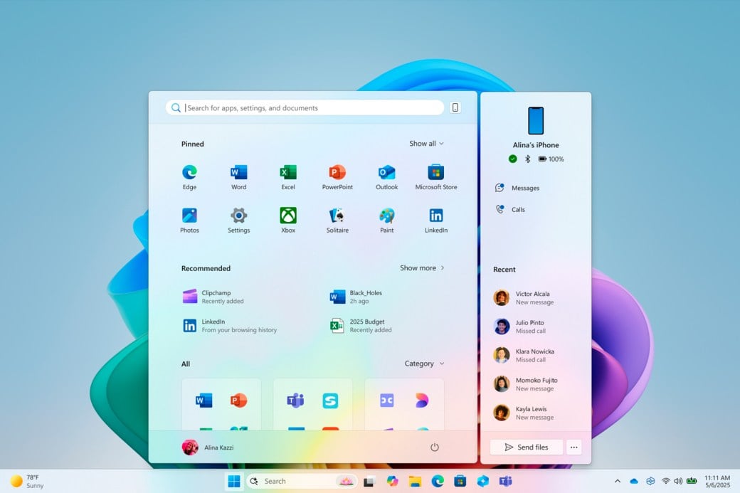 Nuevo menú de inicio con IA en Windows 11