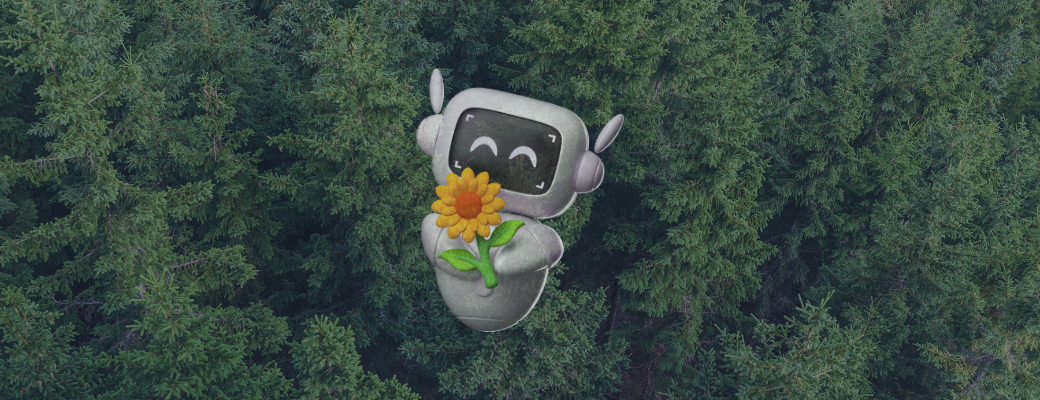 cabecera robot flor planta bosque