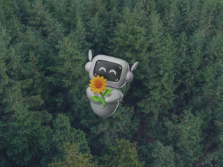 cabecera robot flor planta bosque