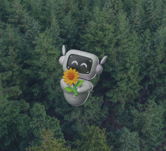 cabecera robot flor planta bosque