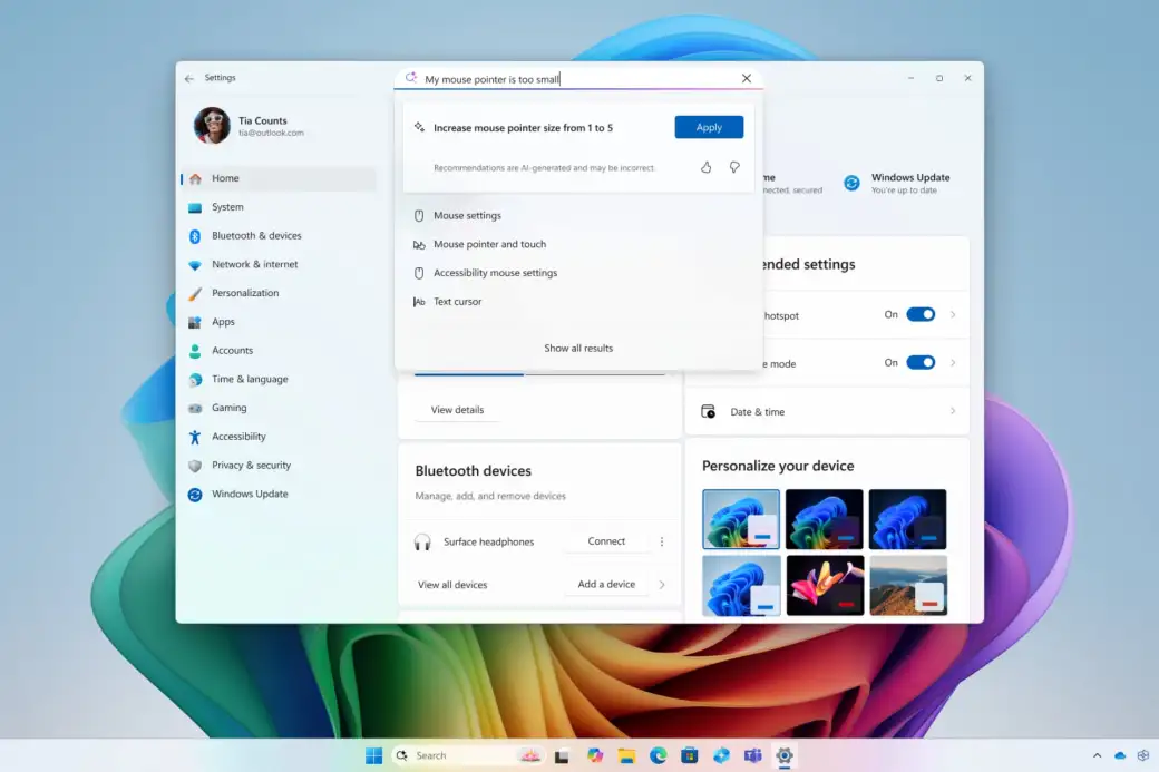 Mu es el modelo de lenguaje pequeño integrado en el buscador de la Confíguración de Windows