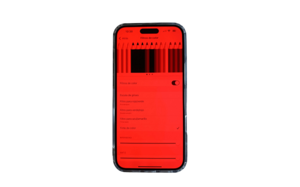 filtro luz roja iphone ejemplo