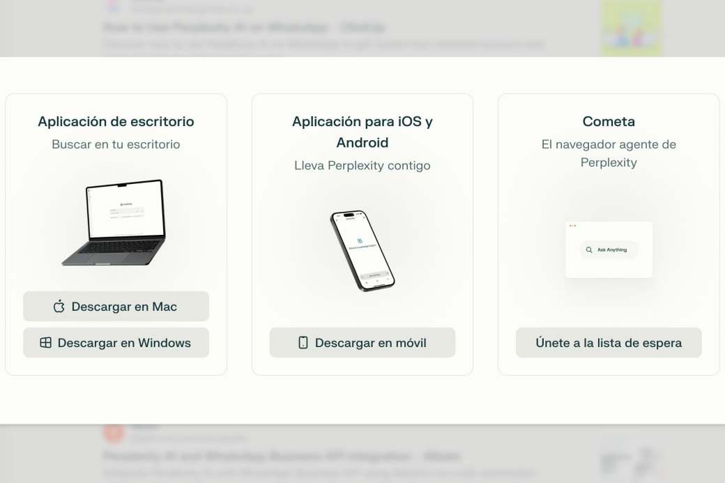 Puedes usar Perplexity desde su web o instalar sus aplicaciones para hacer fact checking desde cualquier dispositivo