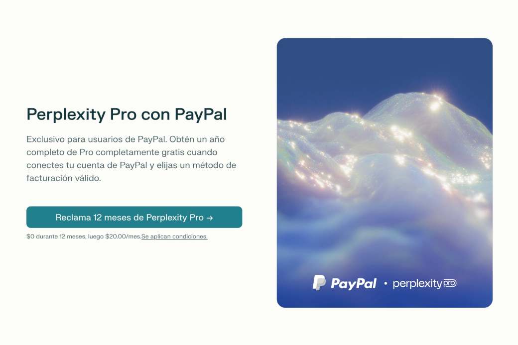 Perplexity Pro gratis con PayPal durante 12 meses