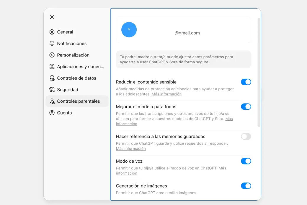 Controles parentales de ChatGPT