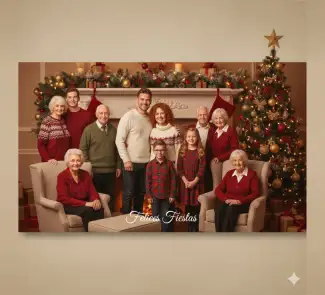 Crear fotos de grupo con IA para felicitaciones navideñas