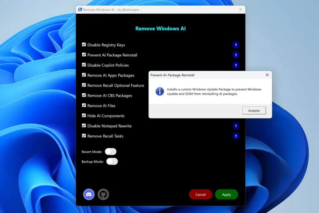 IA de Windows 11 - RemoveWindowsAI